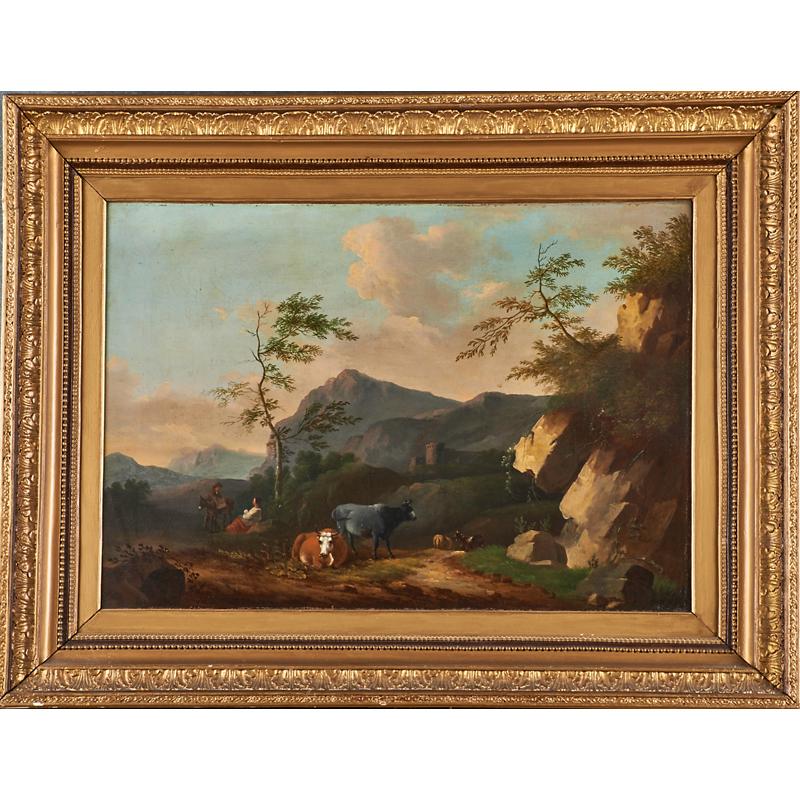 Appraisal: TH C FLEMISH SCHOOL LANDSCAPE Oil on canvas mountainside scene