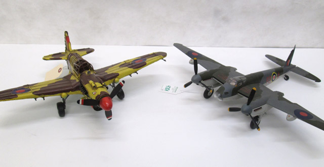 Appraisal: TWO AVIATION MODELS diecast Mosquito by Corgi painted in camo