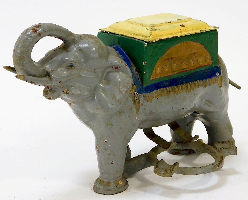 Appraisal: Antique Cast Iron Elephant Cigarette Dispenser United States Early th