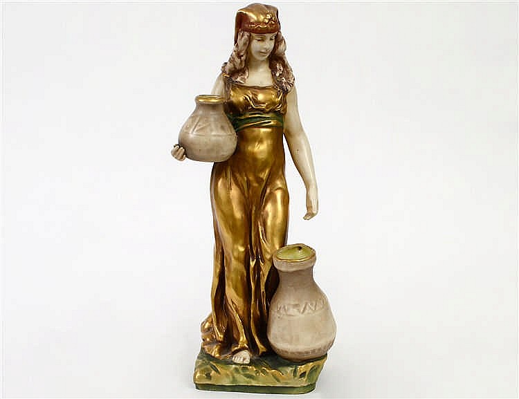 Appraisal: AMPHORA PARCEL GILT CERAMIC FIGURE OF RUTH Circa The underside