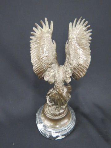 Appraisal: Jules Moignez bronze eagle taking off plus marble base fine