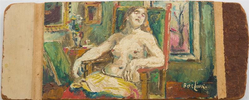 Appraisal: DAVID BURLIUK - KOSLOW RECLINING NUDE AND PORTRAIT Three oil