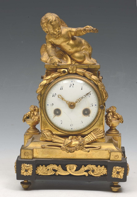 Appraisal: A LATE TH CENTURY ORMOLU MANTEL CLOCK having a white