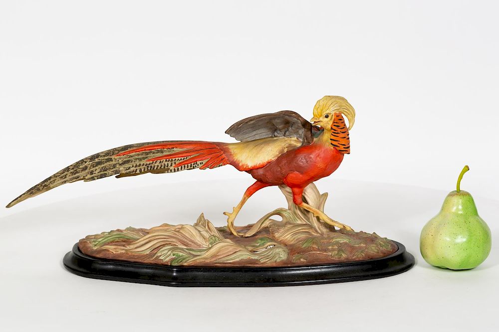 Appraisal: Boehm Golden Oriental Pheasant on Black Base Boehm American founded