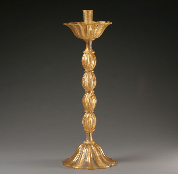 Appraisal: Barovier Toso designed by Ercole Barovier Cordonato d'Oro sectional candlestick