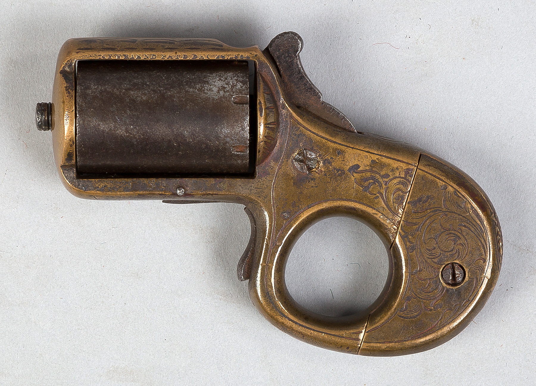 Appraisal: Brass and Iron Pepper Box Style Pistol James Reed Catskill