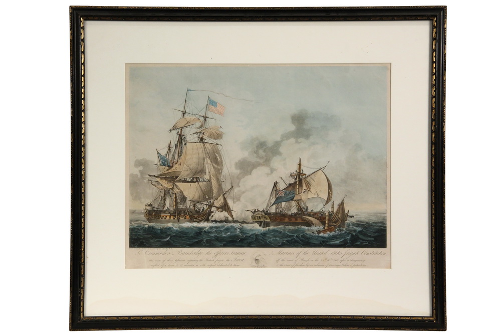 Appraisal: RARE WAR OF NAVAL PRINT - Hand colored aquatint To