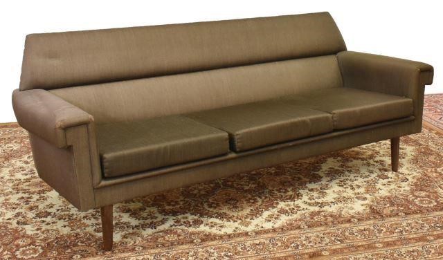 Appraisal: Danish mid-century modern sofa c s- s having dark brown