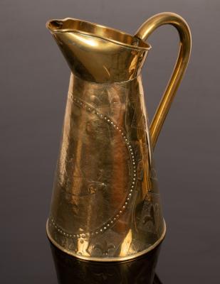 Appraisal: A large brass ewer decorated fish birds and fleur-de-lis cm