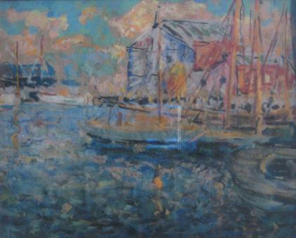 Appraisal: FREDERICK R WAGNER american - HARBOR SCENE Signed bottom left