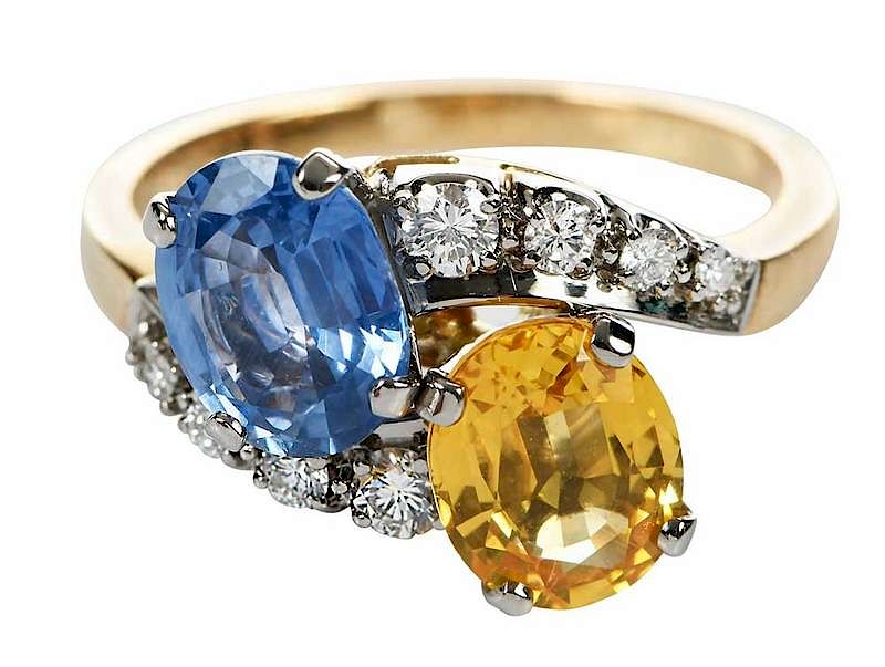 Appraisal: Jabel kt Sapphire Diamond Ring moi et toi design one