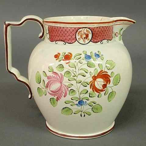 Appraisal: English soft paste pitcher early th c with floral decoration