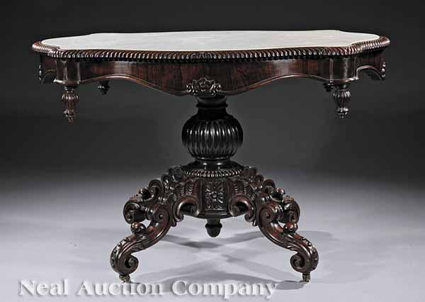 Appraisal: An American Rococo Carved Rosewood Center Table mid- th c