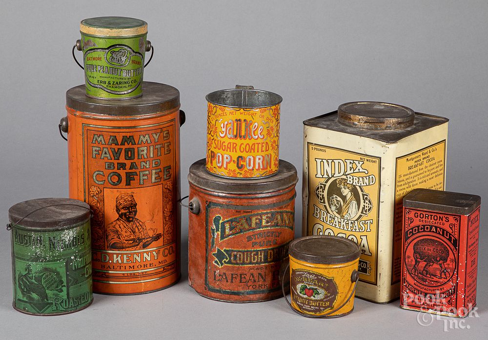 Appraisal: Eight advertising tins Eight advertising tins to include Mammy's coffee