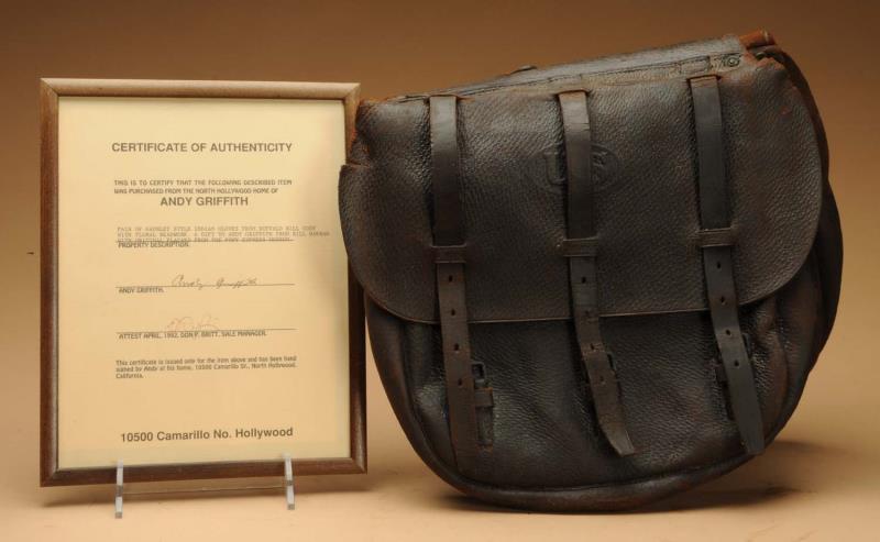 Appraisal: Civil War Saddle Bag Owned by Andy Griffith This leather