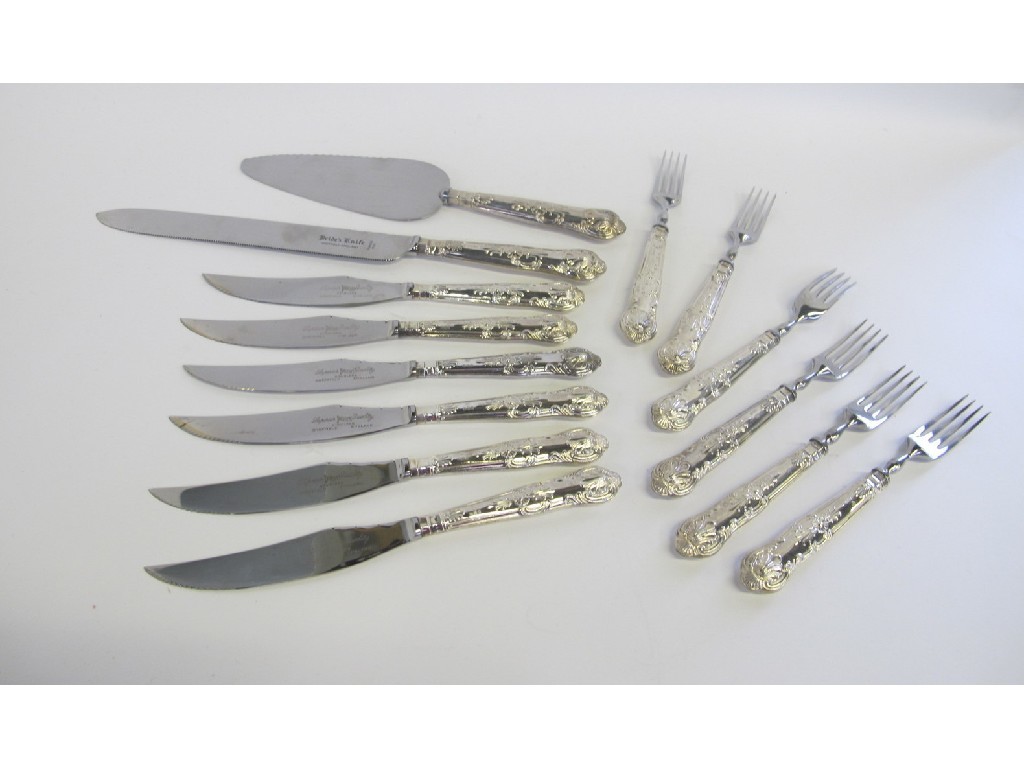 Appraisal: Twelve piece silver handled dessert cutlery set with server Sheffield