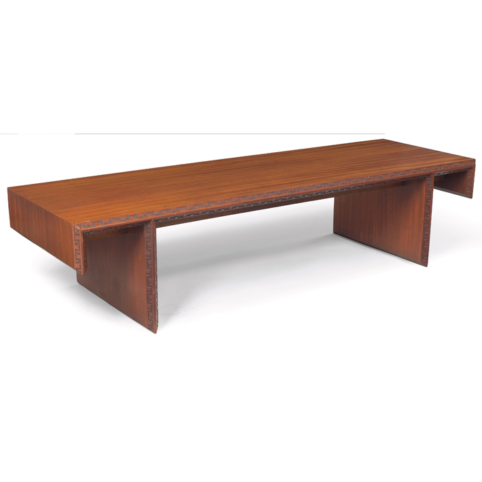 Appraisal: Frank Lloyd Wright coffee table manufactured by Heritage Henredon rectangular