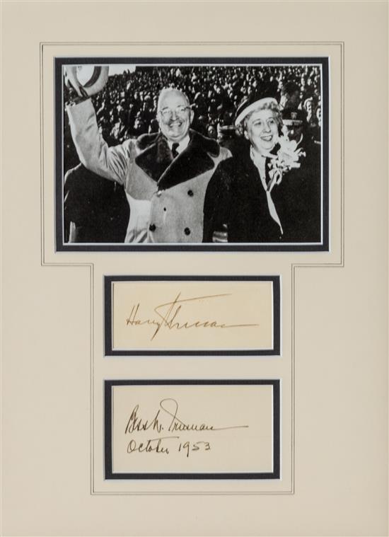 Appraisal: Sale Lot PRESIDENTS TRUMAN HARRY AND BESS Card signed as