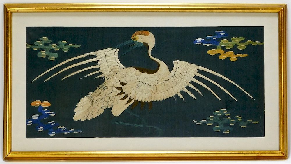 Appraisal: C Chinese Silk Kesi Textile Crane Embroidery China th- th