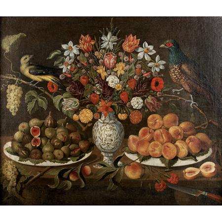 Appraisal: Italian School th Century Still Life with Birds and Fruit