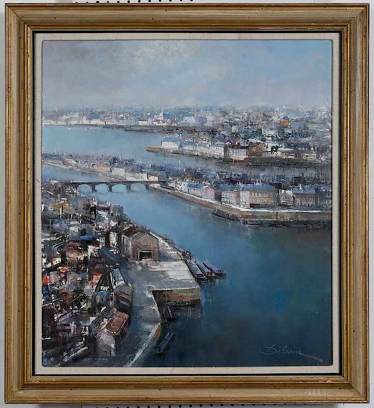 Appraisal: Delarue Modern Painting French th century City View with River