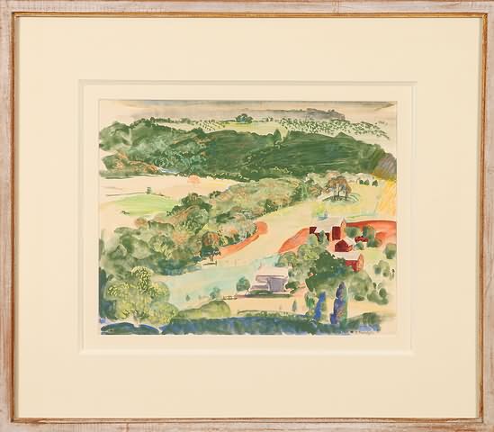 Appraisal: Johnson's Farm landscape watercolor and gouache x sight SLR F