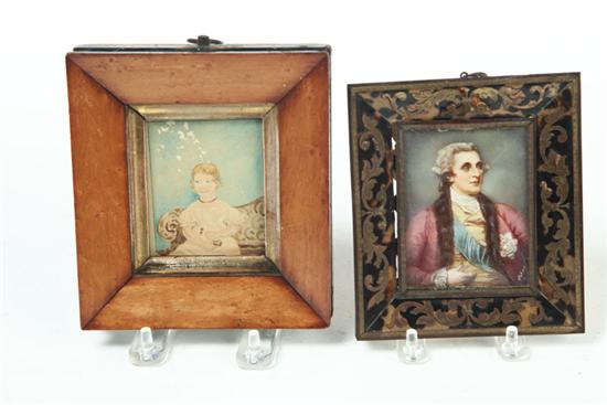 Appraisal: TWO MINIATURE PORTRAITS American and European th century Portrait on