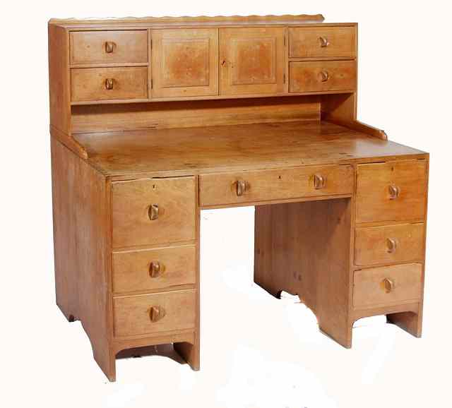 Appraisal: A Cotswold School Arts Crafts kneehole writing desk possibly Peter