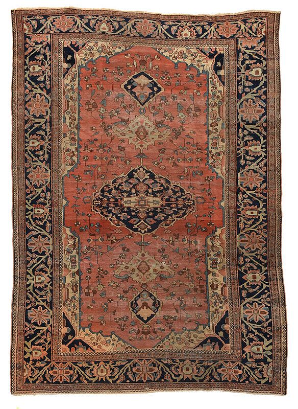 Appraisal: Ferahan Rug early th century red field with dark blue