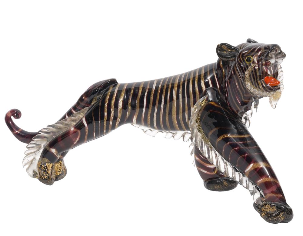 Appraisal: MURANO ART GLASS TIGER ATTRIBUTED TO BAROVIER TOSOMurano Italian hand