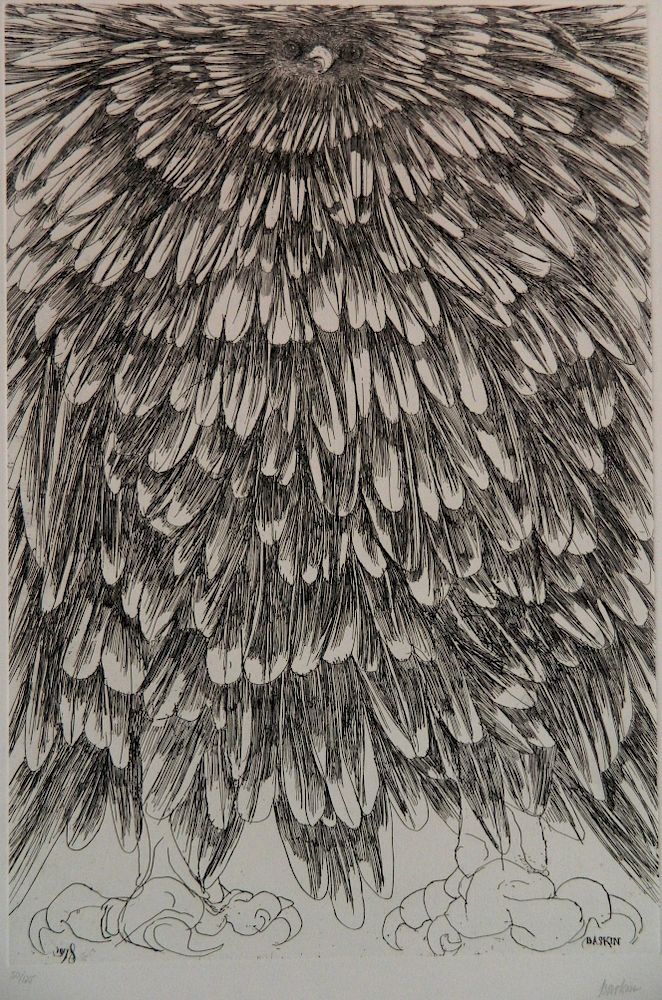 Appraisal: Leonard Baskin etching Leonard Baskin American - - ''Cave Bird''