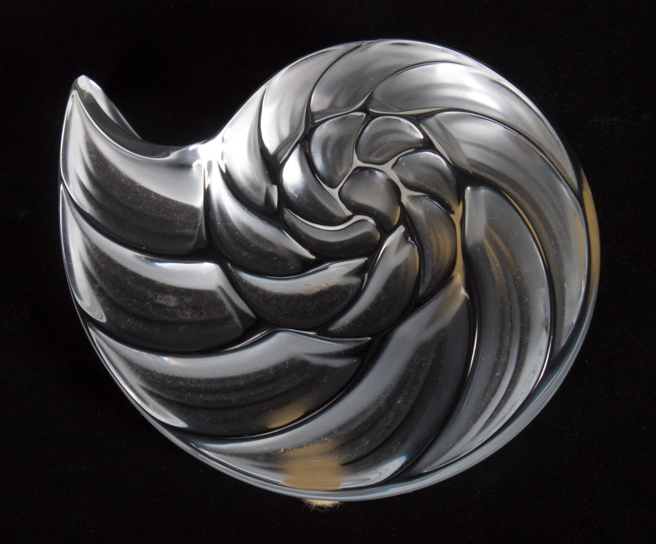 Appraisal: Lalique partially frosted crystal nautilus shell inscribed Lalique France in