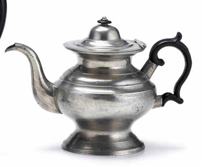 Appraisal: Pewter teapot daniel curtiss albany new york - H in