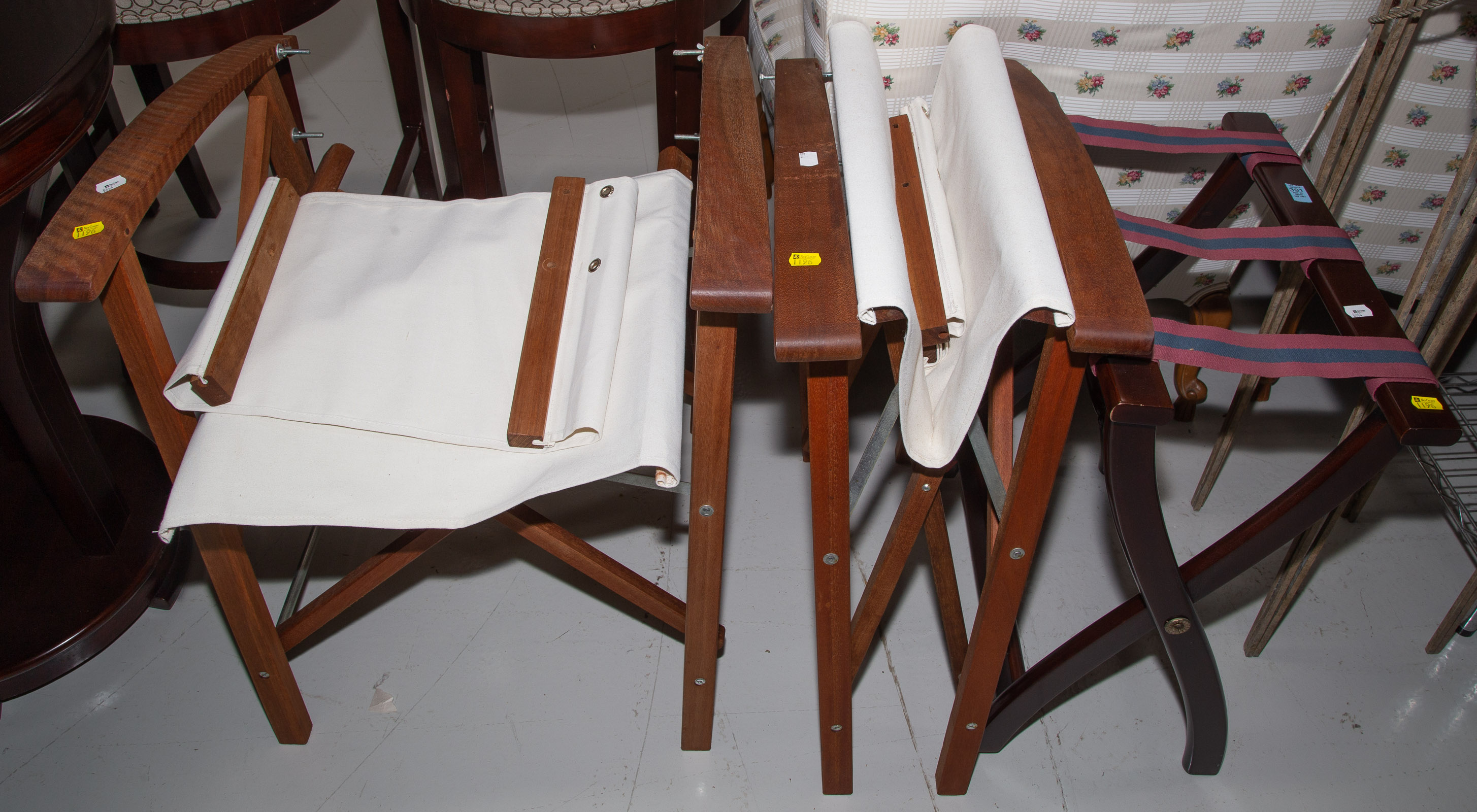 Appraisal: MAHOGANY LUGGAGE RACK DIRECTOR STYLE CHAIRS Chairs possibly unused