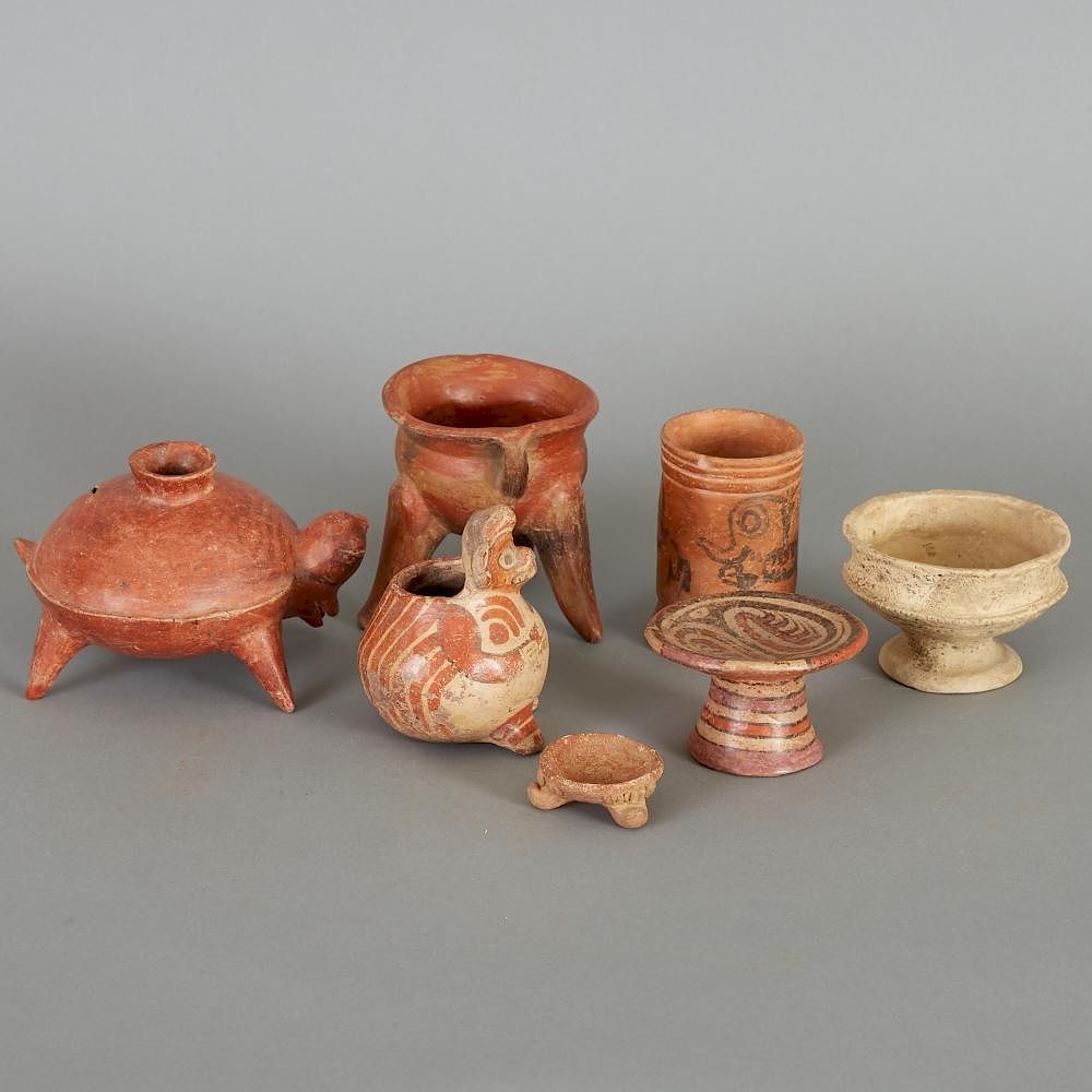 Appraisal: Small Pre-Columbian Ceramics Seven small Pre-Columbian ceramic items including one