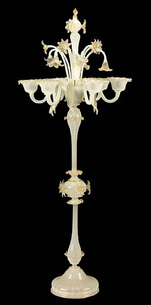 Appraisal: A Murano white and gold glass floor lamp late th