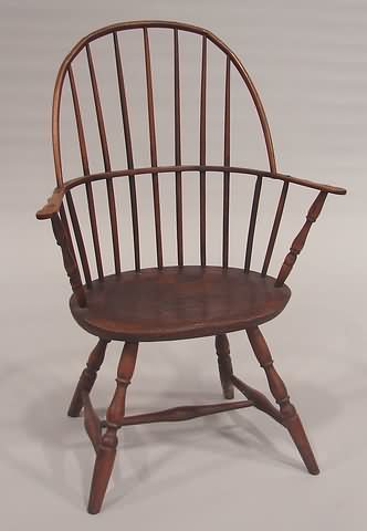 Appraisal: Hickory bent back seven over eleven spindleback chair Turned H