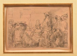 Appraisal: Rembrandt Etching Christ Seated with Doctors Rembrandt Van Rijn Original