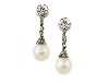 Appraisal: A PAIR OF DIAMOND AND CULTURED PEARL EARRINGS with cultured