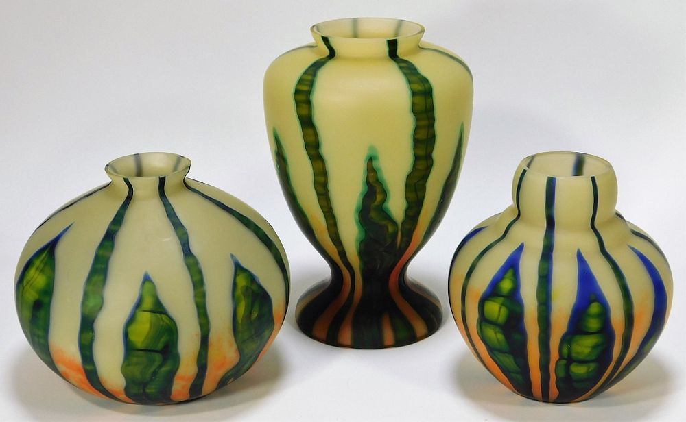 Appraisal: Kralik Lenora Bohemian Czech Art Glass Vases Bohemia Early th