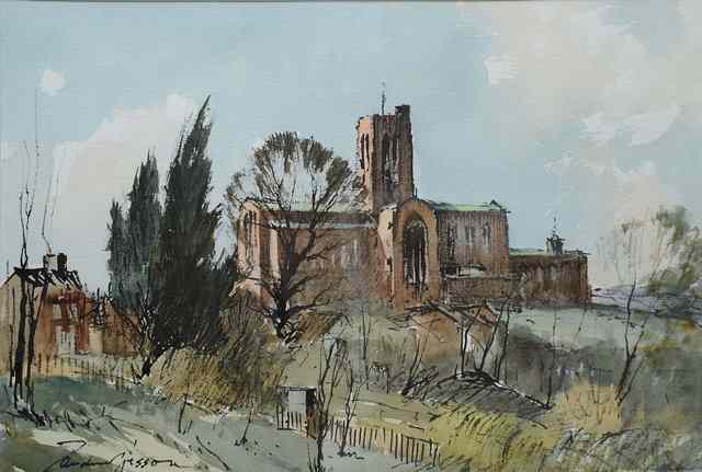 Appraisal: Edward Wesson British - Guildford Cathedral signed watercolour x