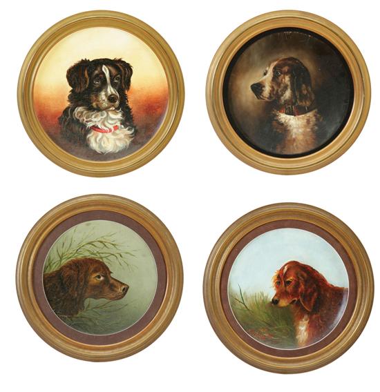 Appraisal: FOUR DOG PORTRAITS AMERICAN SCHOOL EARLY TH CENTURY Oil unsigned