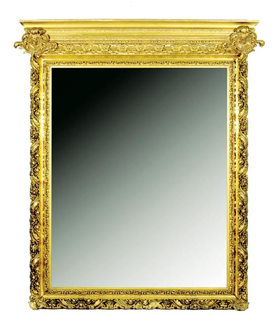 Appraisal: Continental carved giltwood overmantel mirror late th century rectangular form