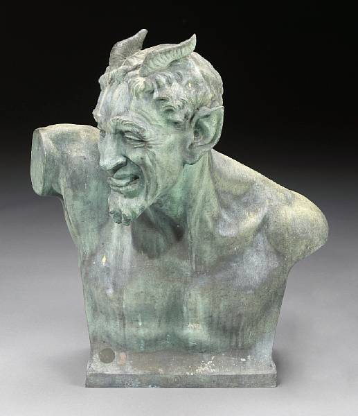 Appraisal: A patinated bronze bust of Pan first half th century