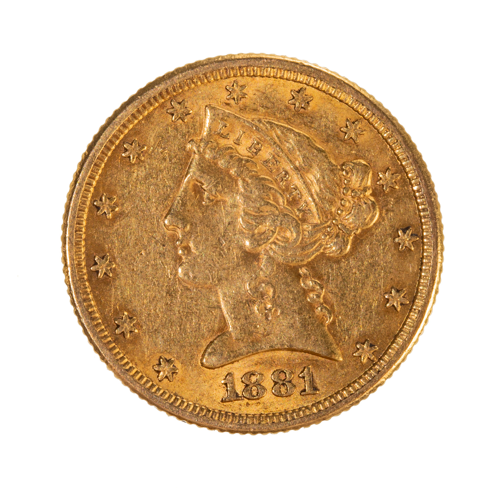 Appraisal: GOLD HALF EAGLE XF DETAILS Light obverse cleaning reverse has