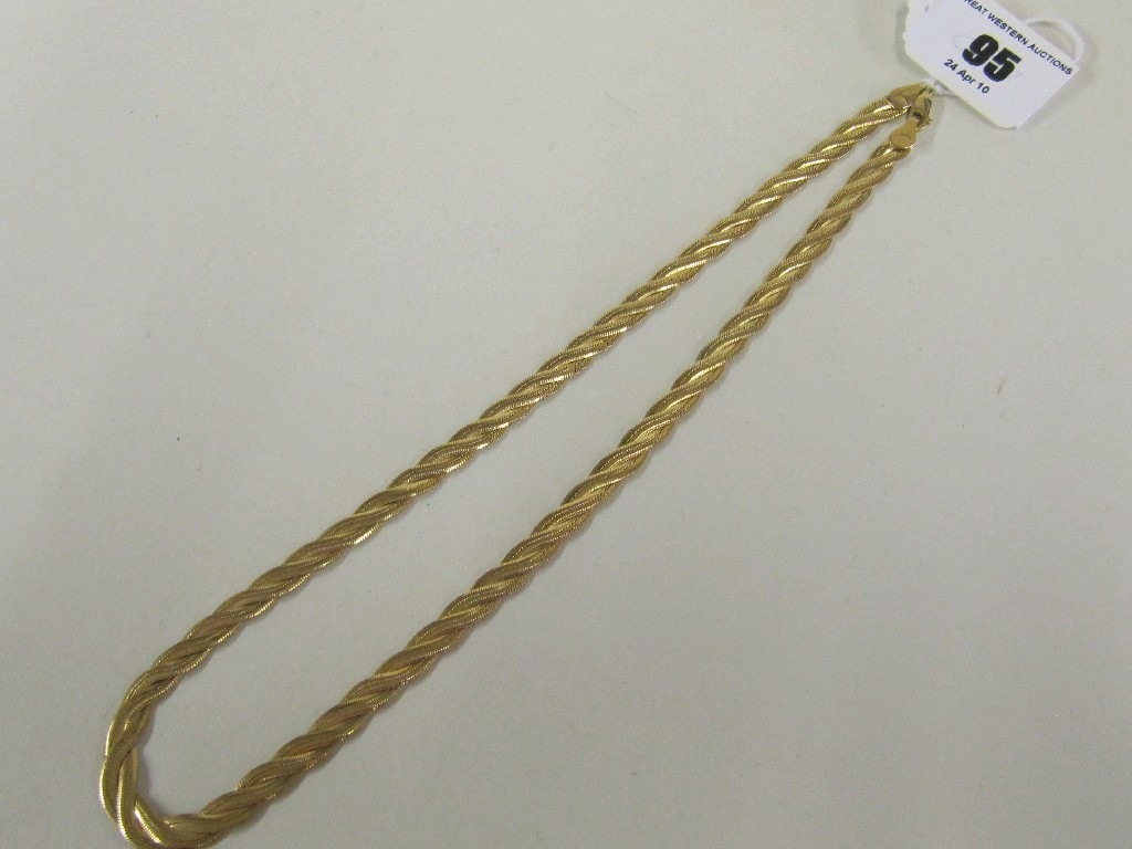 Appraisal: Nine carat gold weave link neckchain Approx gms