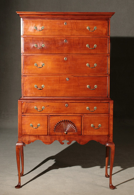 Appraisal: Queen Anne Maple Highboy Connecticut or Massachusetts Circa Repairs to