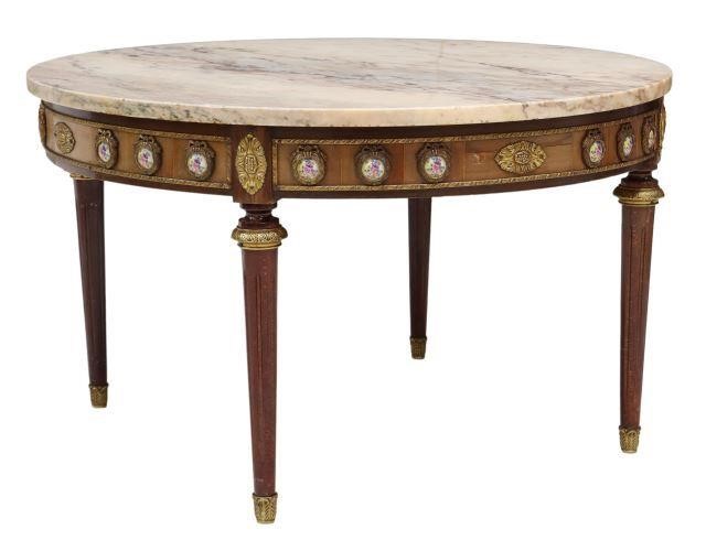 Appraisal: French Louis XVI style mahogany coffee table th c circular