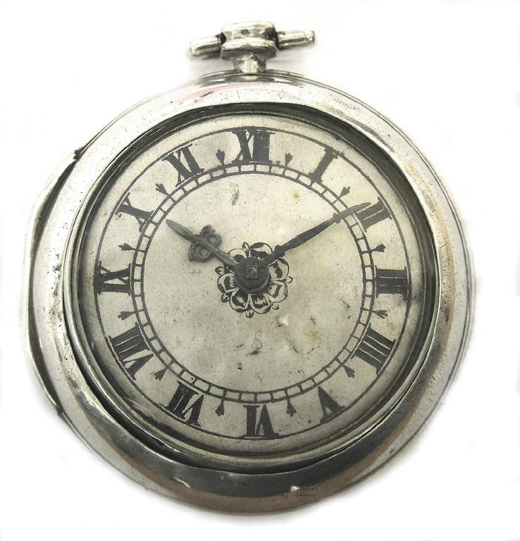 Appraisal: th century silver pair cased fusee verge pocket watch the