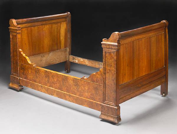 Appraisal: A Louis Philippe burl walnut lit d'alcove second quarter th